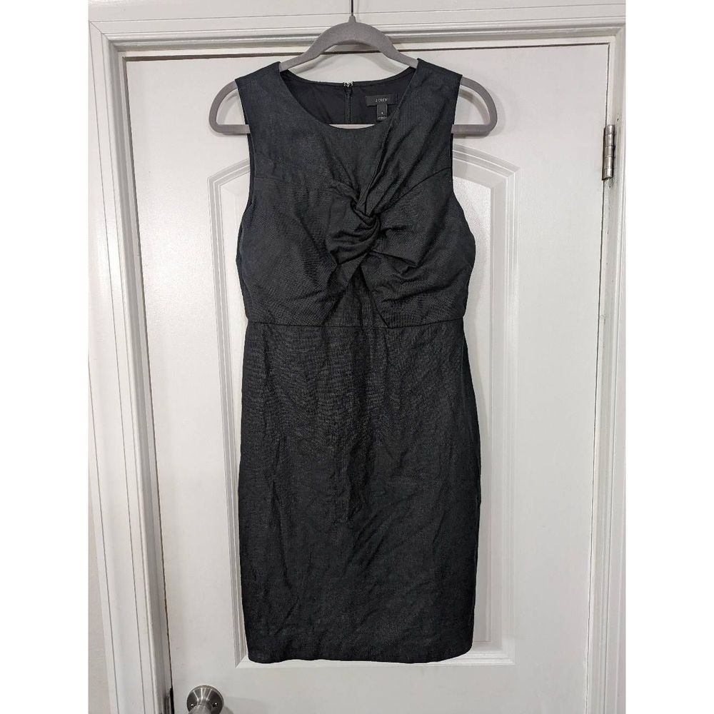 J. Crew Sheath Dress women's size 8 black Linen Twist top